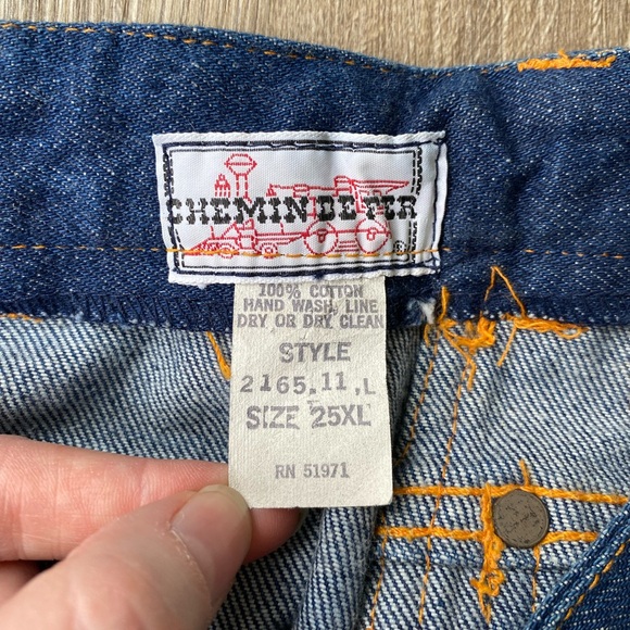 Vintage 1970s XXS XS 22 Chemin De Fer Wide Bell Bottom Denim Jeans Flares Hippie - Picture 8 of 9